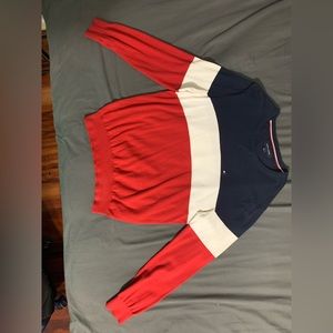 Tommy Hilfiger Sweater Adult Medium Red White Blue Long Sleeve Cotton Pullover